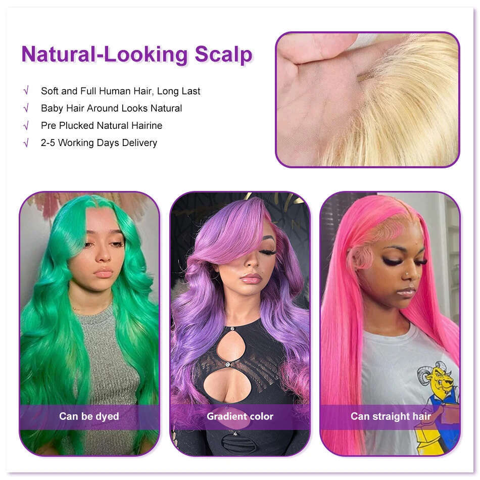 30 40 Inch 613 Honey Blonde Color 13X6 HD Lace Frontal Body Wave Human Hair 250 Density Glueles 13X4 Front Wig For Women