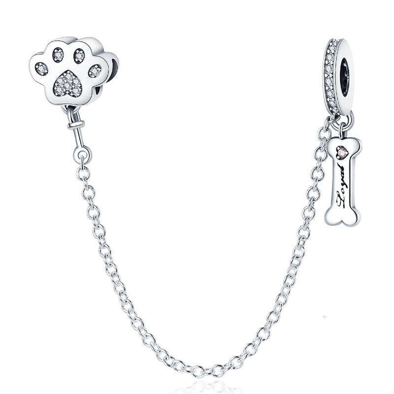 New 925 Sterling Silver Cute Claw Bone Safety Chain Charm Fit Charms Silver 925 Original Bracelet DIY Jewelry Making For women Gifts