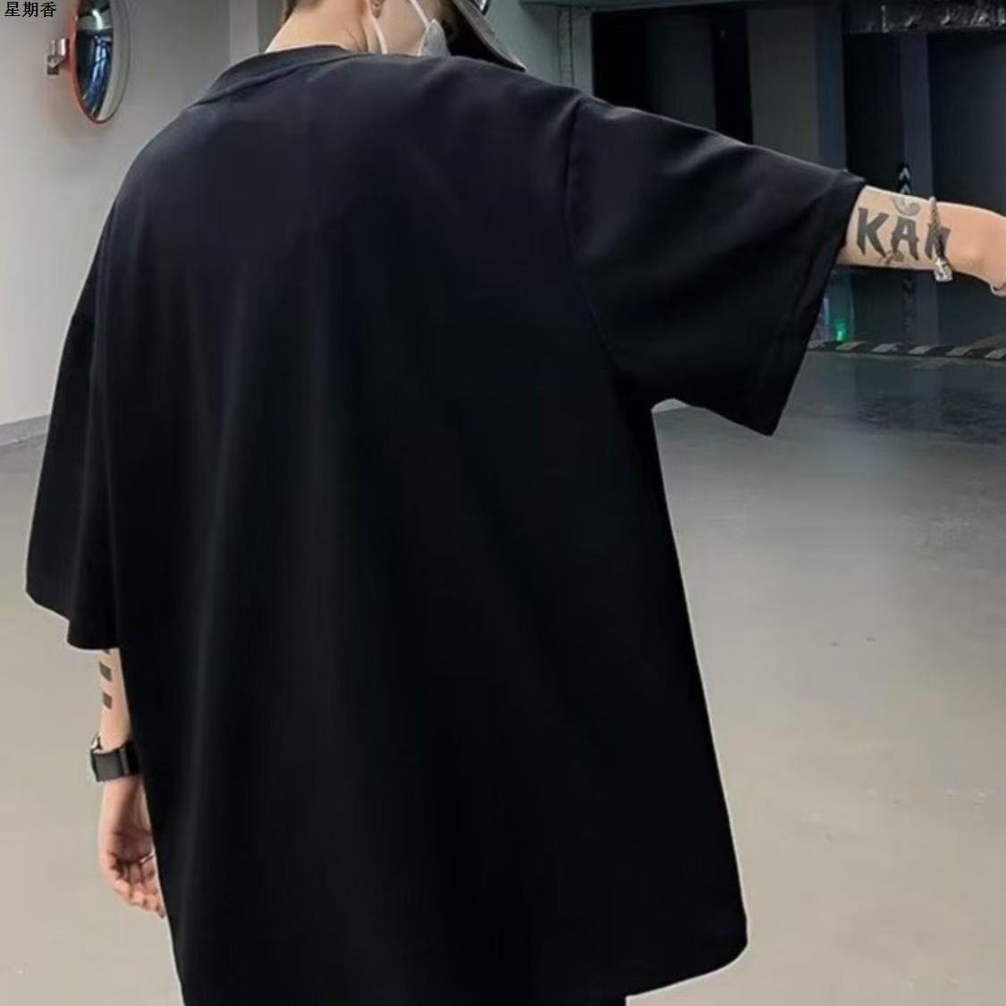 American high street dark niche design zipper designer T-shirt men's ins fashion brand handsome loose half-sleeve shirt