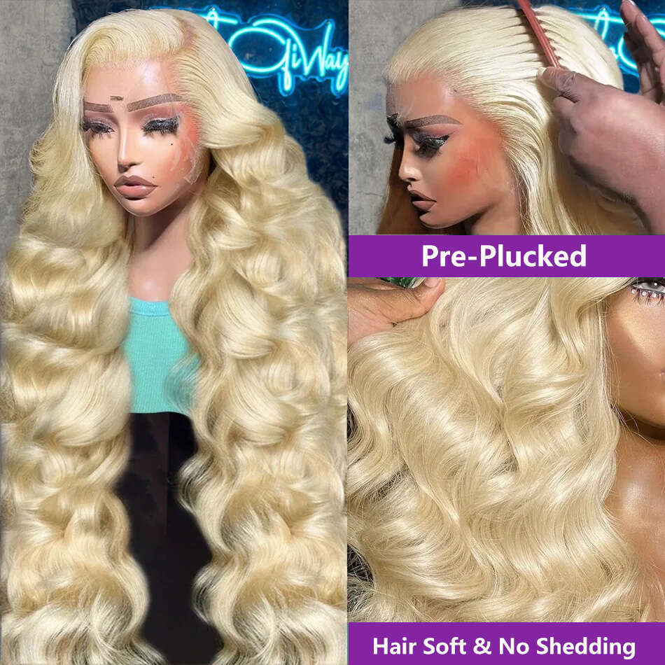 30 40 Inch 613 Honey Blonde Color 13X6 HD Lace Frontal Body Wave Human Hair 250 Density Glueles 13X4 Front Wig For Women