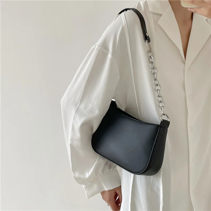 Womens Fashion Small Clutch Handbags Retro Solid Color PU Leather Shoulder Underarm Bag Casual Ladies Daily Hobos Purse 240914