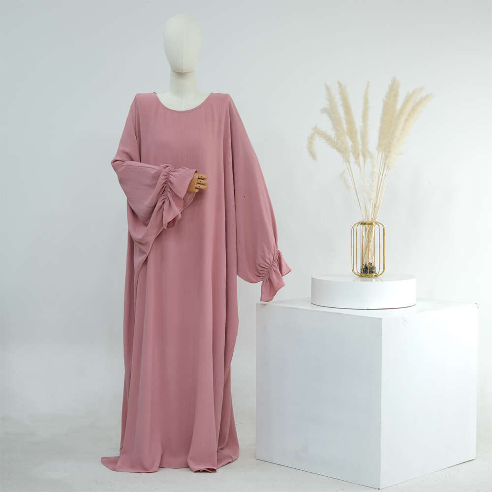 2 Piece Muslim Set Butterfly Sleeves Abaya With Rectangle Hijab Scarf Dubai Turkey Islamic Clothing Women Ramadan Eid Modesty