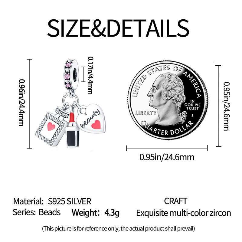 New 925 Sterling Silver Charm Lipstick perfume pendant Fit Charms Silver 925 Original Bracelet DIY Jewelry Making For women Gifts