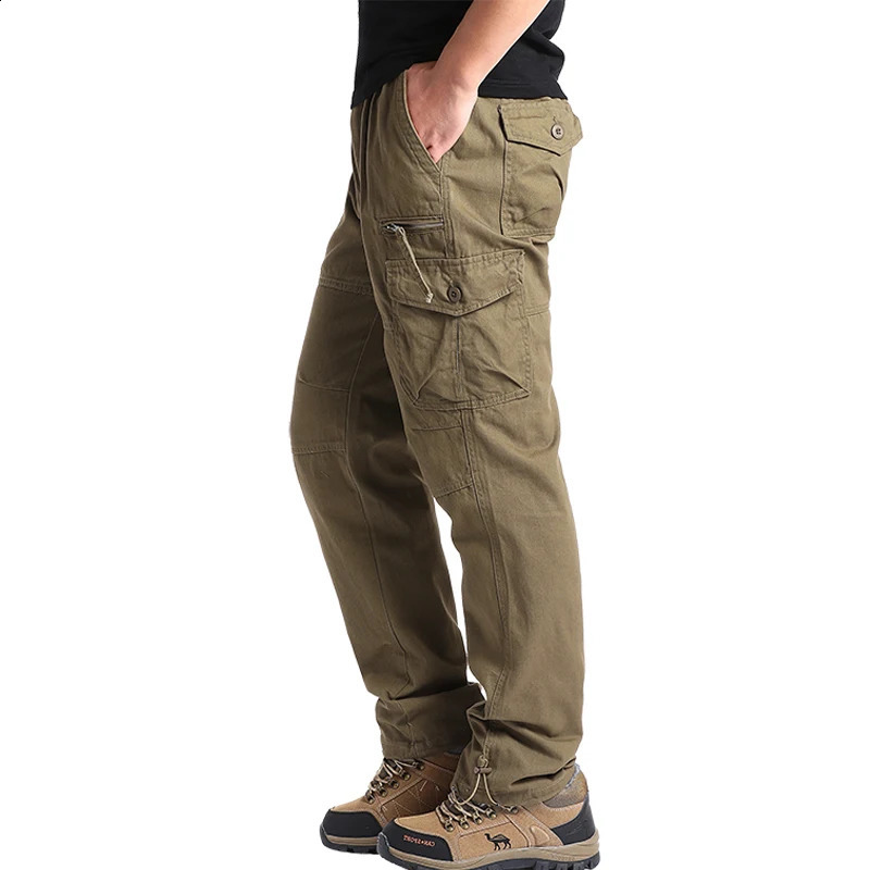 Mens Overalls Loose Straight Multi-Pocket Casual Pants Outdoor Training Sports Camouflage Tactical Pants Cotton Comfort 240911