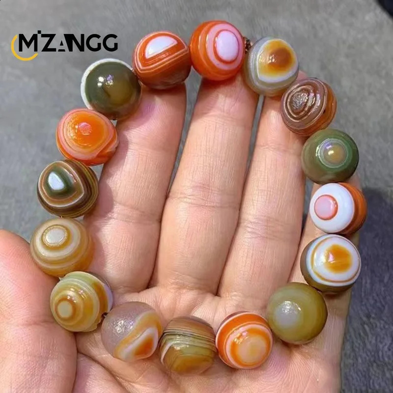Natural Silk Agate Alxa Stone Hand Pattern Agate Raw Stone Bracelet Fashion Atmosphere for Men and Women Jewelry Holiday Gifts 240914
