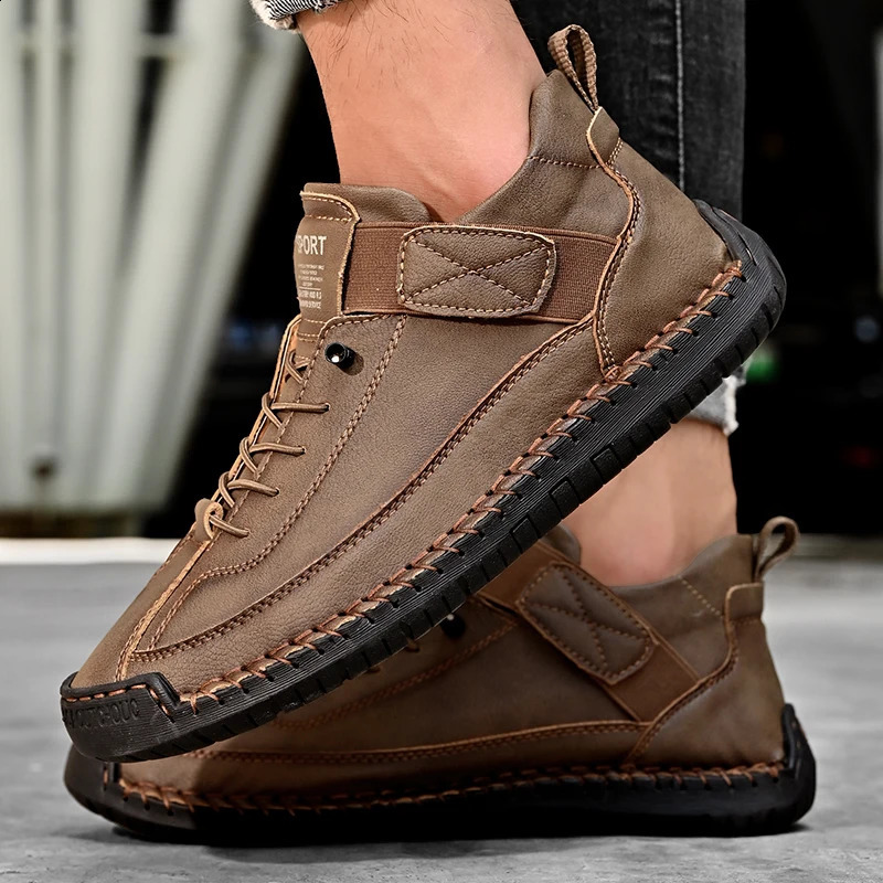 Genuine Leather Men Casual Shoes Breathable Sneakers Fashion British Style Loafers Men er Boat Shoes Zapatos Hombre 240909