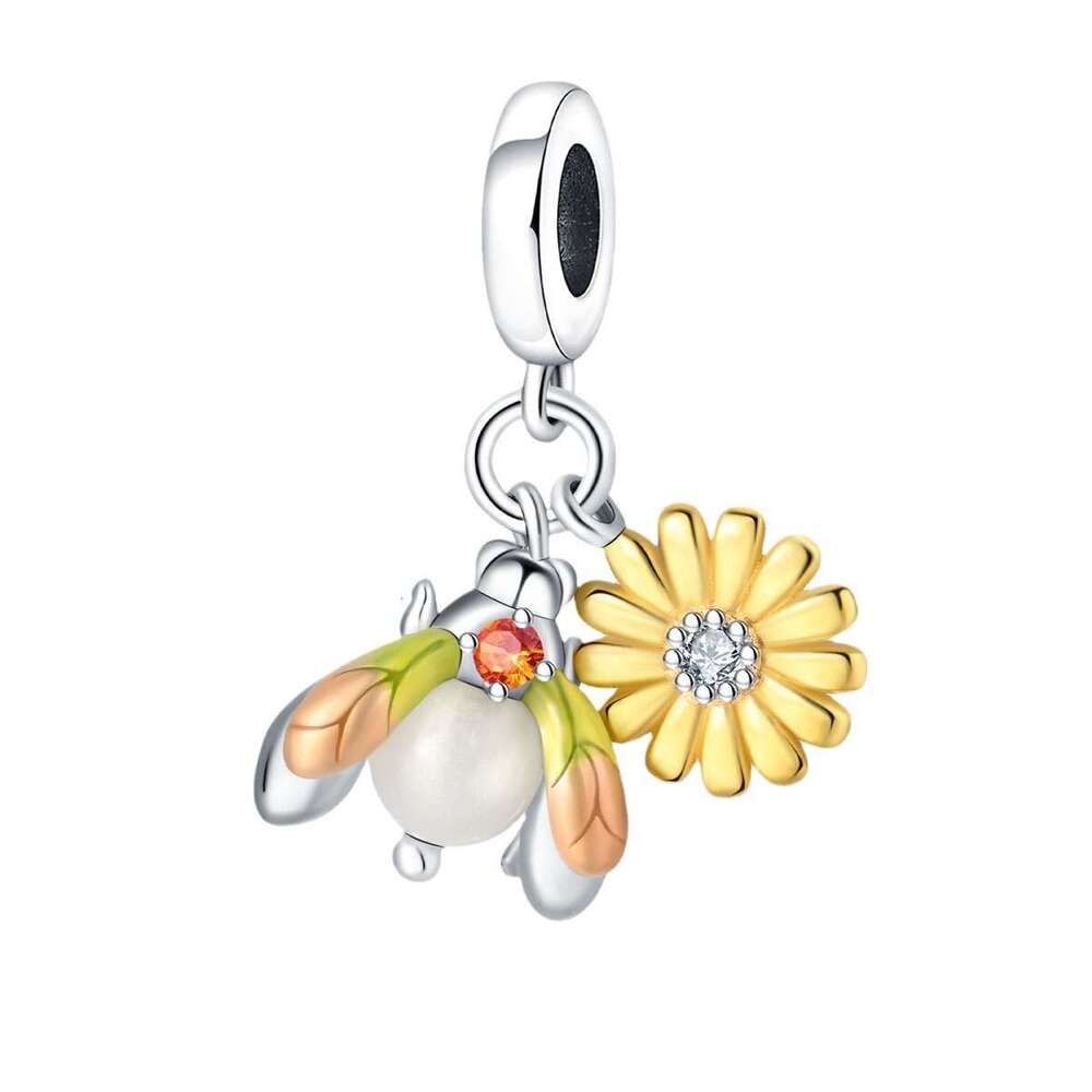 New 925 Sterling Silver Charm yellow glowworm pendant Fit Charms Silver 925 Original Bracelet DIY Jewelry Making For women Gifts