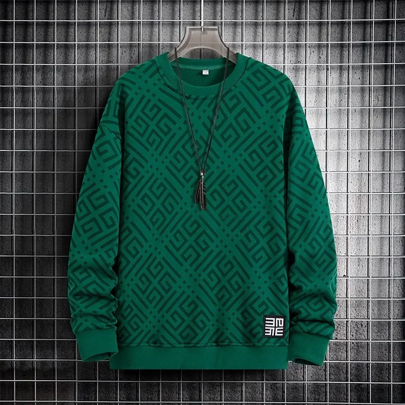 Printed Sweatshirt Men Plus Size Pullovers Oversized Sweater 7XL 8XL Man Round Neck Long Sleeve Loose Tops Big Clothing 240907