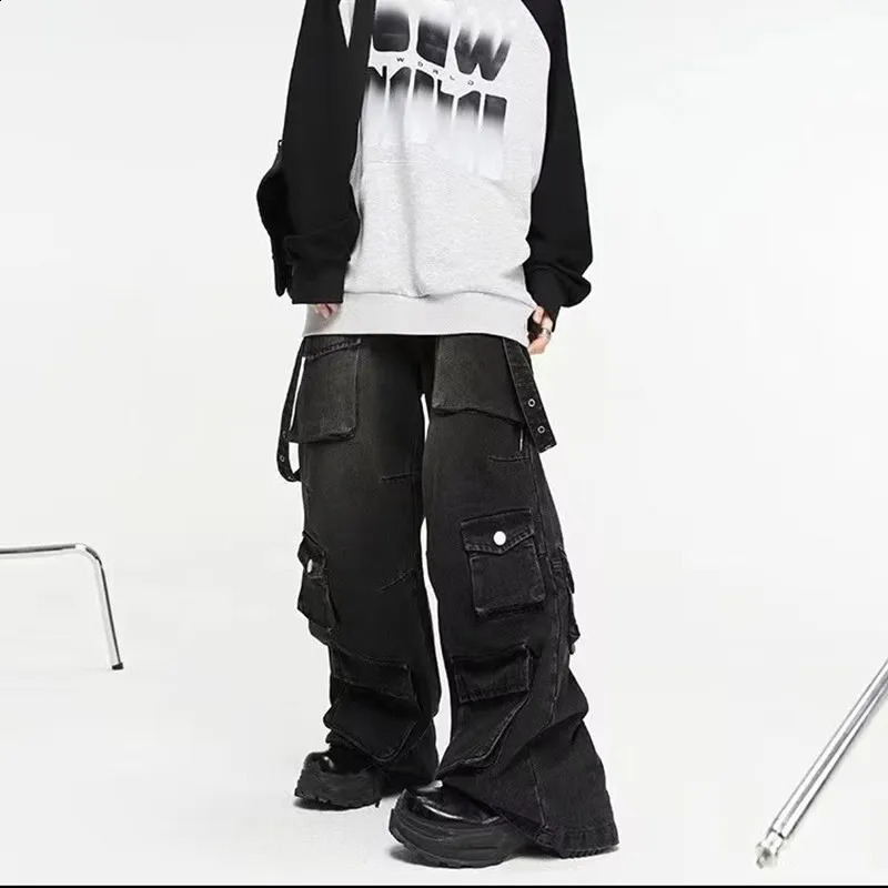 Y2K Streetwear Multiple Pockets Baggy Cargo Jeans Pants For Men Clothing Vintage Loose Women Denim Trousers Pantalon Homme 250526
