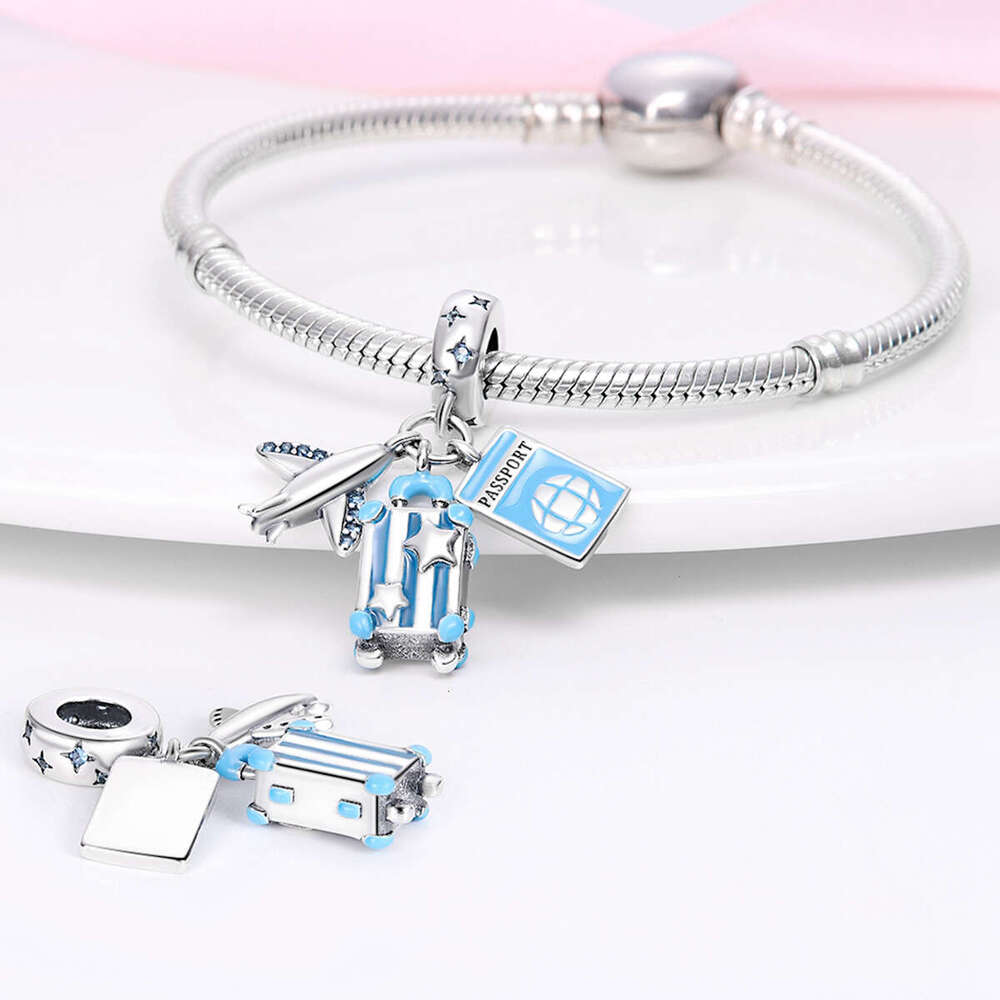 925 Sterling silver Travel Airplane Plane Pendants Fit Original Bracelet DIY Beads For Women Jewelry Gift
