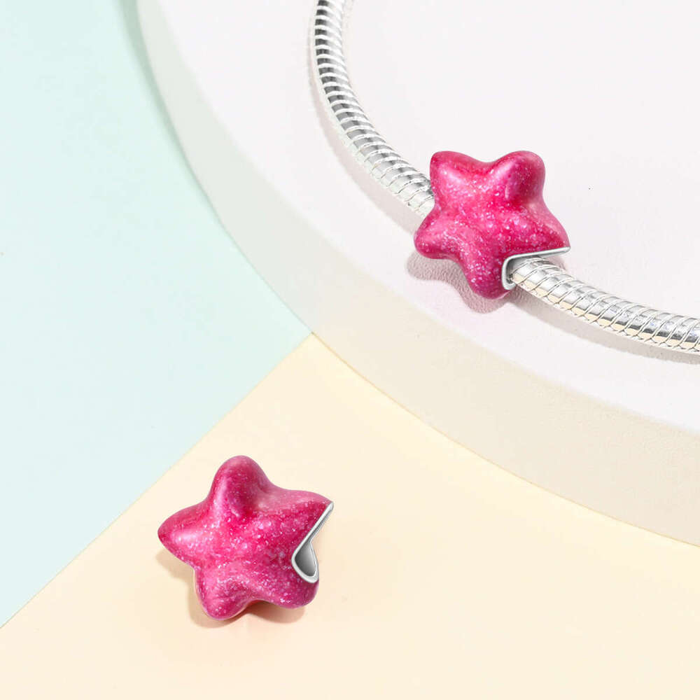 New 925 Sterling Silver Charm pink Star Beads Fit Charms Silver 925 Original Bracelet DIY Jewelry Making For women Gifts