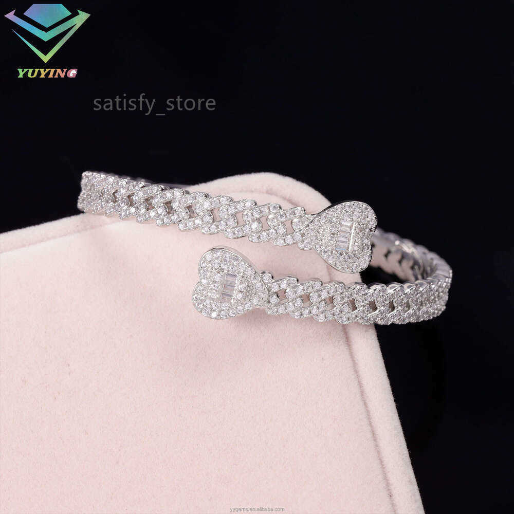 Fashion Jewelry Bracelets Bangles 13Mm S Sier White Baguette Moisssanite Stone Single Row Bracelet For Men Women Style