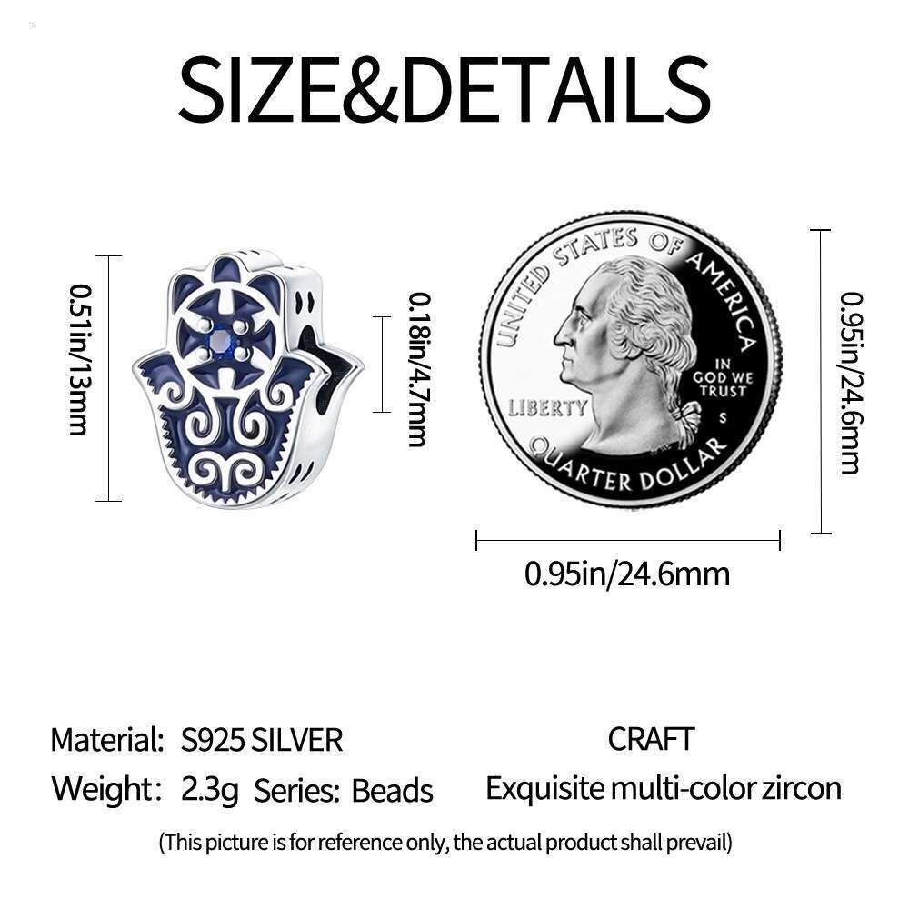 New 925 Sterling Silver Charm Fatima's Hand Beads Fit Charms Silver 925 Original Bracelet DIY Jewelry Making For women Gifts