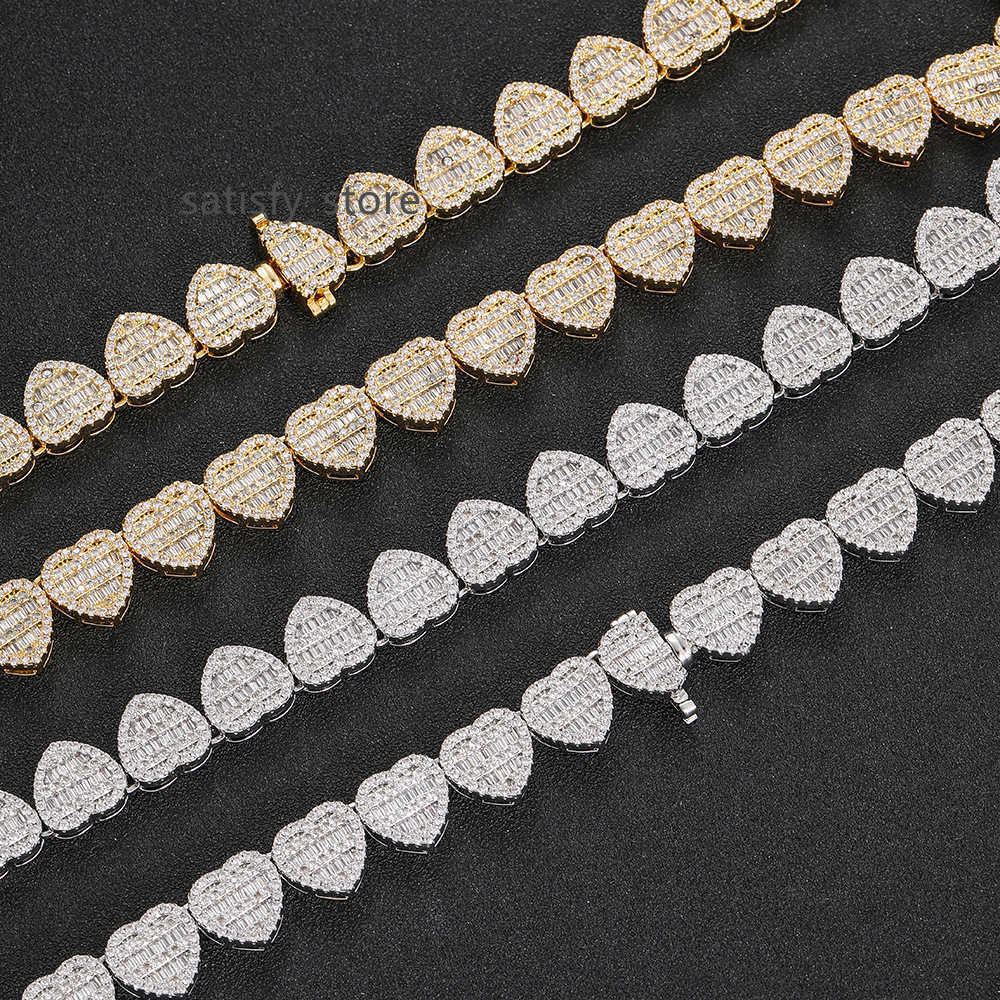 Pendant Necklaces Top Quality Custom Heart Shape Design Fashion Jewelry Moissanite Necklace Tennis Chain