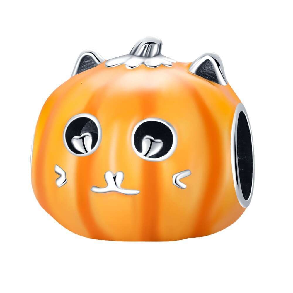 New 925 Sterling Silver Charm Halloween Colorful Night Light Pumpkin Beads Fit Charms Silver 925 Original Bracelet DIY Jewelry Making For women Gifts