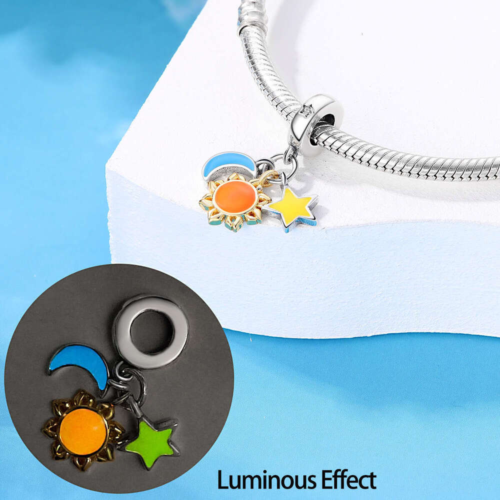 New 925 Sterling Silver Charm Luminous Colorful Butterfly Airplane Earth Octopus Crab Pendant Fit Charms Silver 925 Original Bracelet DIY Jewelry Maki