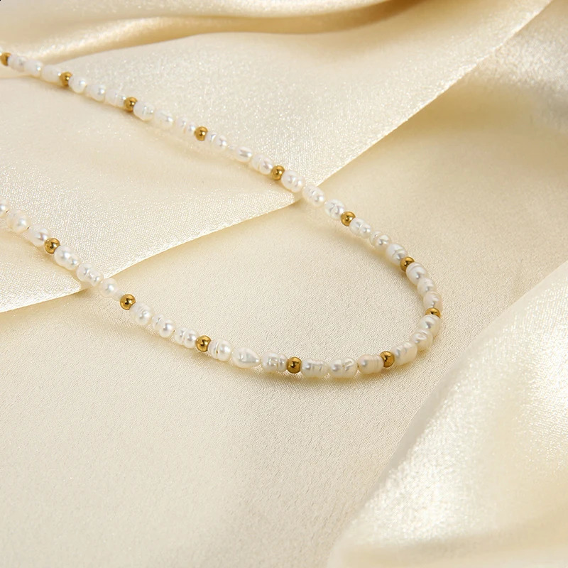 Elegant Baroque freshwater pearl necklace necklace suitable for womens waterproof stainless steel necklace jewelry gifts 240914