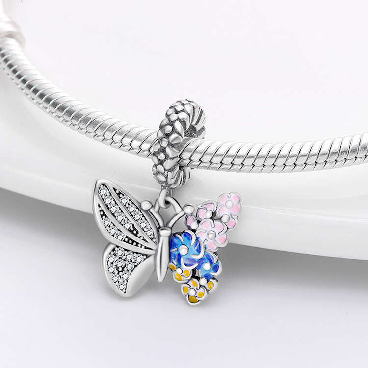 Spring New 925 Sterling Silver Charm Colorful Butterfly Pendant Fit Charms Silver 925 Original Bracelet DIY Jewelry Making For women Gifts
