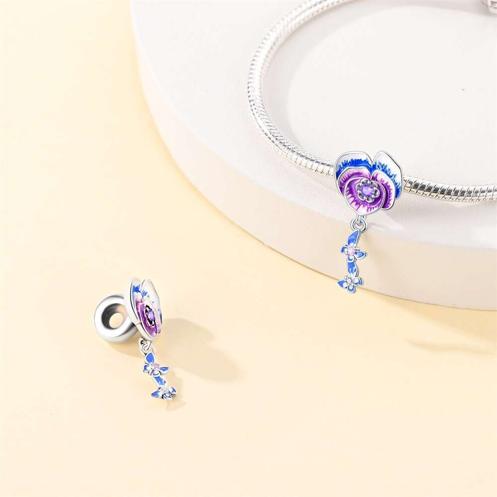 New 925 Sterling Silver Charm moth orchid pendant Fit Charms Silver 925 Original Bracelet DIY Jewelry Making For women Gifts