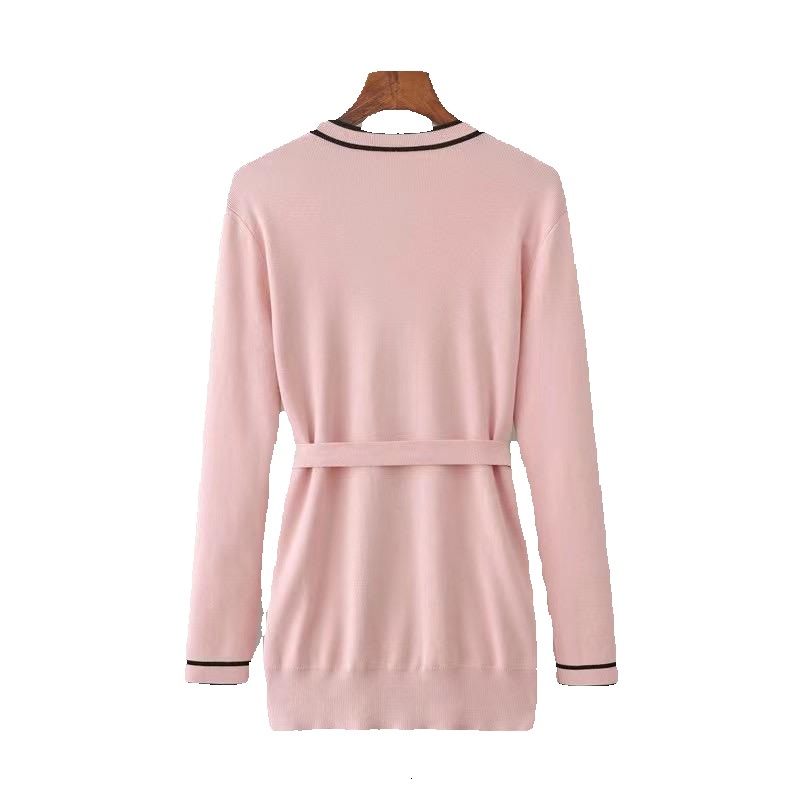 Spring Autumn Long-Sleeved Knitted Suit Womenv-Neck Cardigan Coat +Wide-Leg Pants Two-Piece Sets Fashion Pocket Top+Trousers