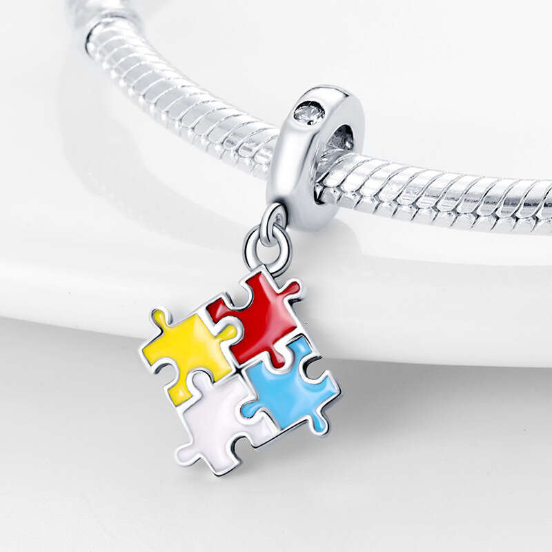 New 925 Sterling Silver Charm Puzzle Color Series pendant Fit Charms Silver 925 Original Bracelet DIY Jewelry Making For women Gifts