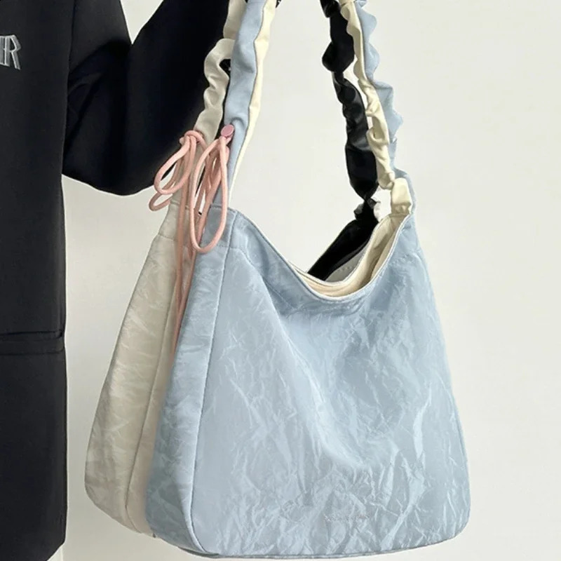 Preppy Style Sweet Student Nylon Shoulder Bag with Adjustable Cross Body for Womens Elegant Daily Contrast Color Underwear 240913