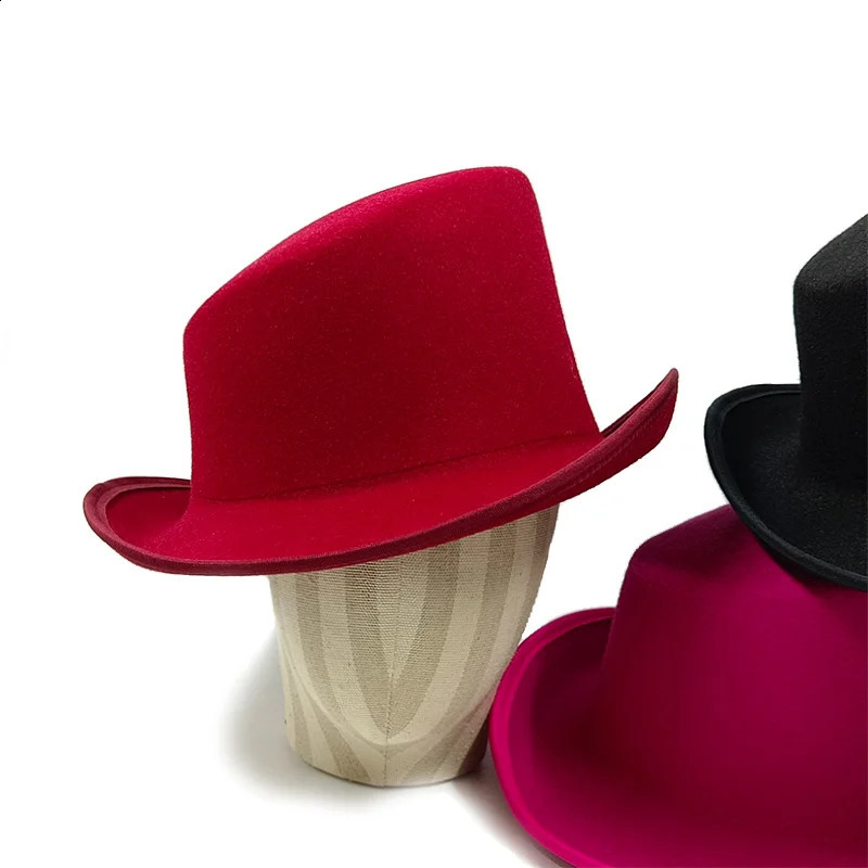60cm Hat Slanted Top hats for men solid black magician hat Personality gentleman sombrero British Curl Party 240906