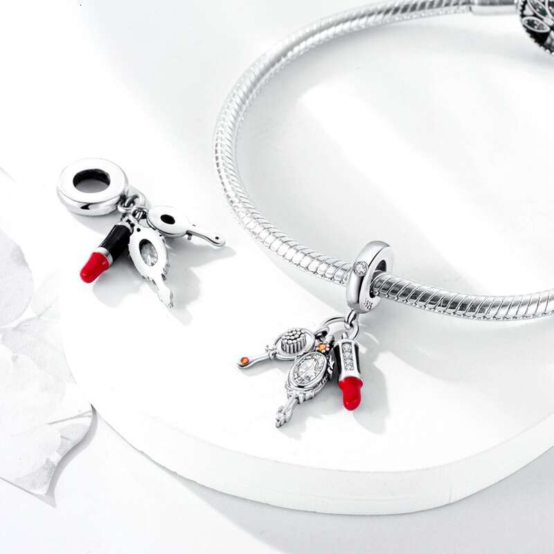 925 Sterling silver High Heels Lipstick Perfume Charms Pendants Fit Original Bracelet Necklace DIY Beads For Women Jewelry