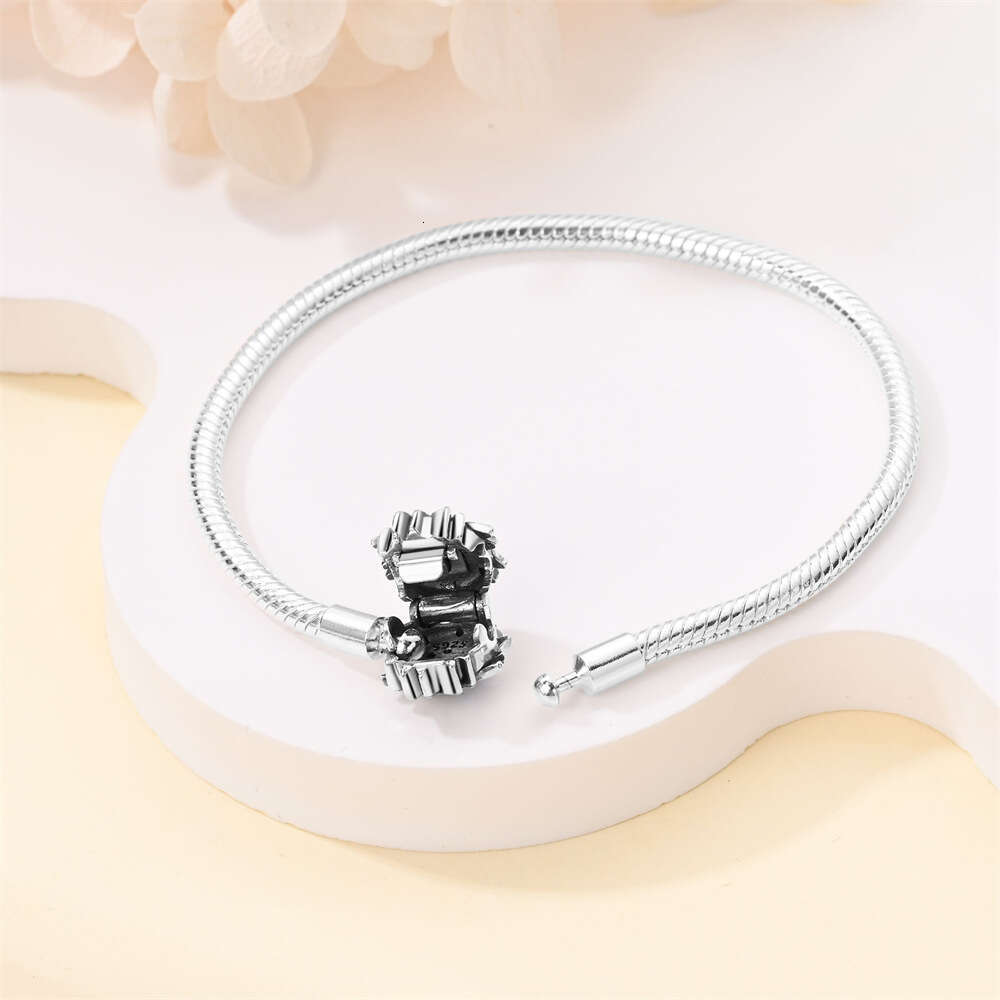 New 925 Sterling Silver Snake chain Bracelet with moon star clip Fit Charms Silver 925 Original Beads DIY Jewelry Making For women Gifts