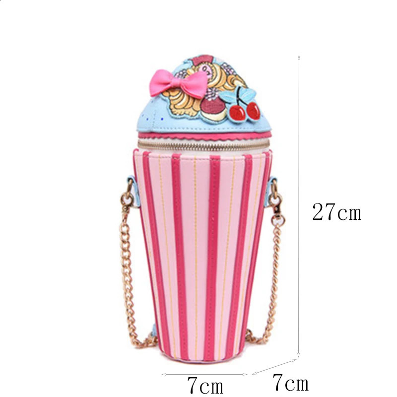 Creative ice cream shoulder bag for women colorful metal chain cross body bag cute for women mobile phone bag 240912