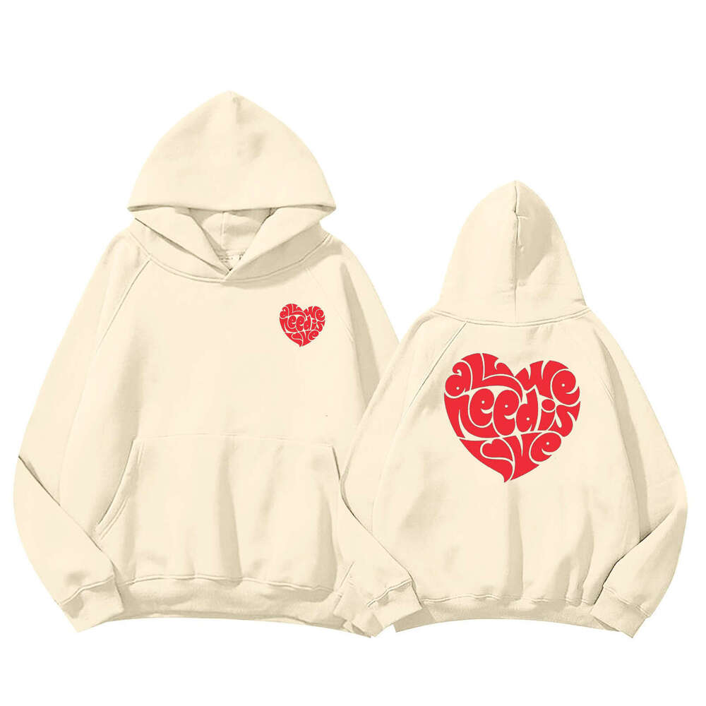 Cross Border American Fashion Brand Fleece Hoodie Hoodie With Raglan Sleeves For Men And Women, Fashionable Peach Heart Versatile Jacket