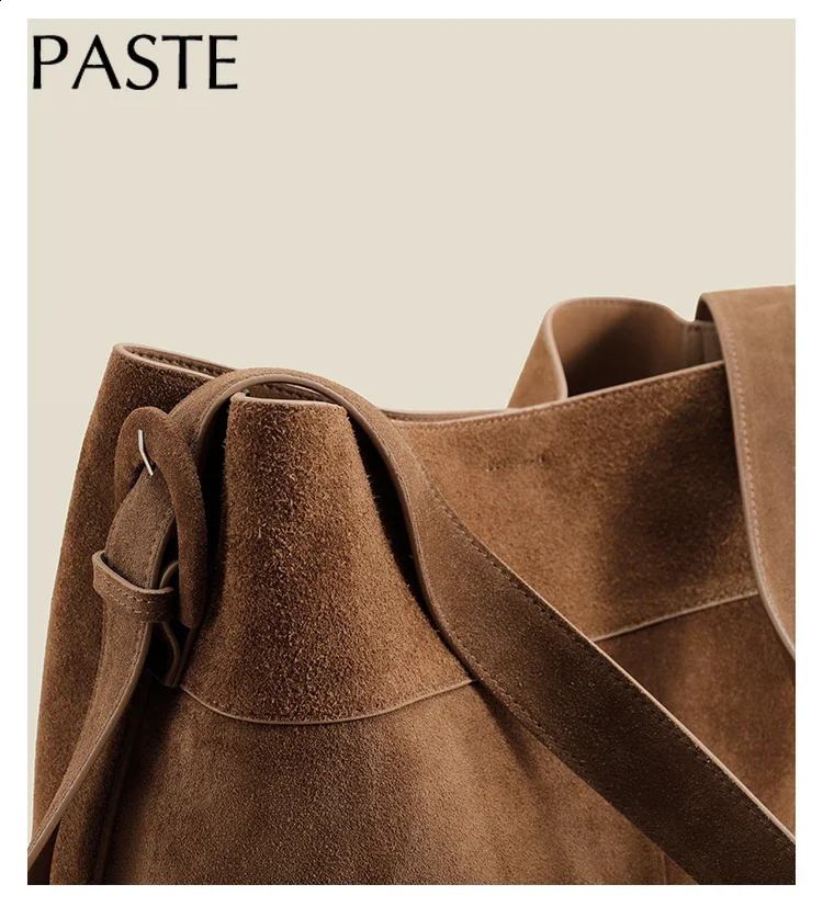 winter matte suede cowhide womens handbag retro coffee highend warm color shoulder bag giant commuting travel 240913