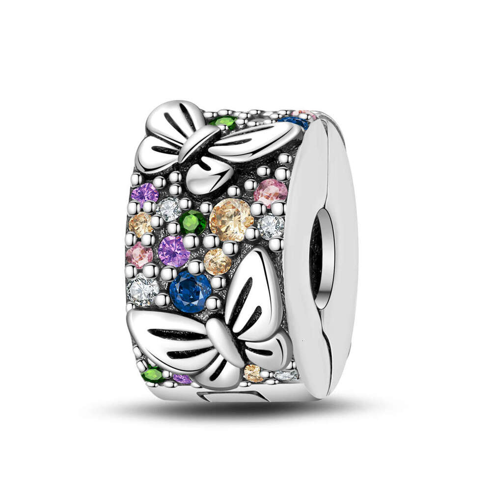 New 925 Sterling Silver Charm Safe colored stone butterfly buckle beads Fit Charms Silver 925 Original Bracelet DIY Jewelry Making For women Gifts