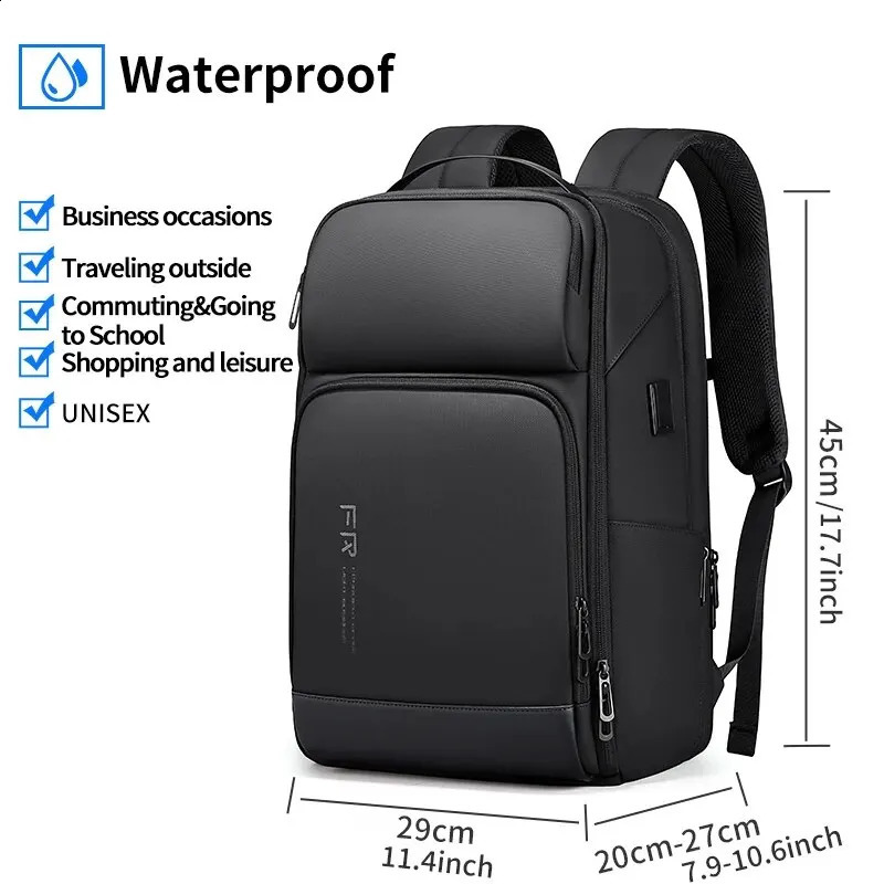 Fenruien Business Waterproof Backpacks USB Charging Men Backpack Fit 15.6 Inch Laptop Travel 35L Large Capacity Backpack 240913