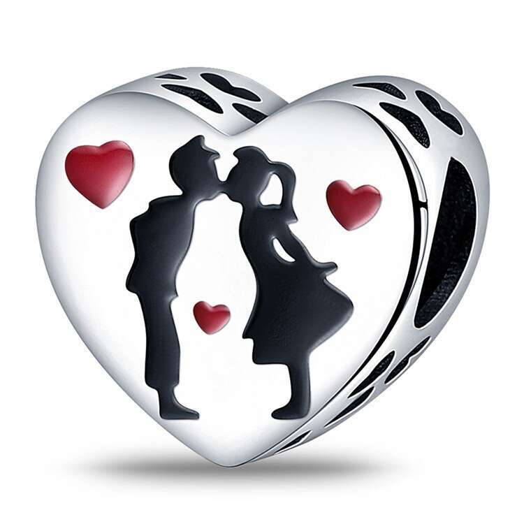 New 925 Sterling Silver Charm Loving couple love beads Fit Charms Silver 925 Original Bracelet DIY Jewelry Making For women Gifts