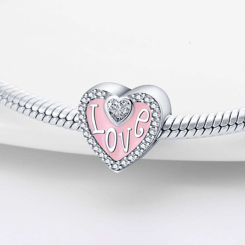 New 925 Sterling Silver Charm Love pink heart-shaped bead Fit Charms Silver 925 Original Bracelet DIY Jewelry Making For women Gifts