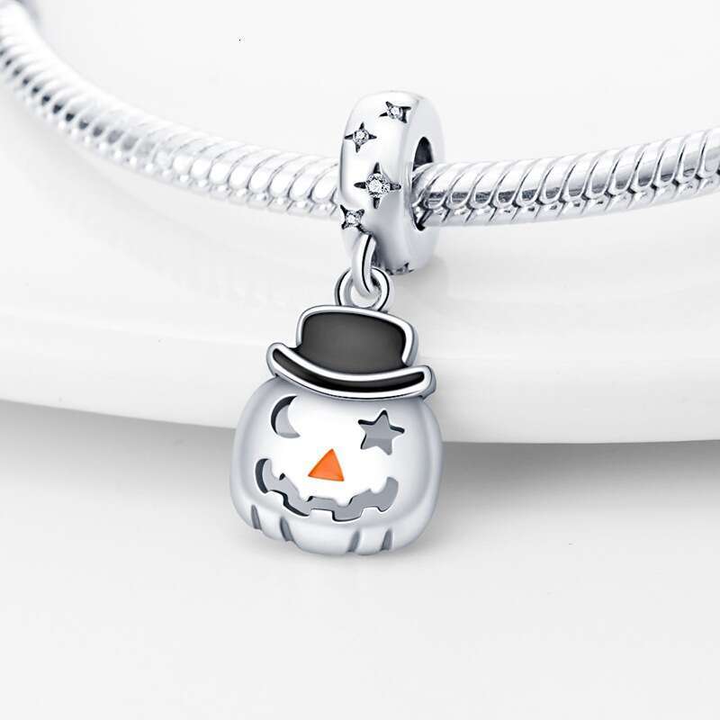 New 925 Sterling Silver Charm Halloween Devil Castle Hollow Pumpkin Fun Elf Pendant Fit Charms Silver 925 Original Bracelet DIY Jewelry Making For wom