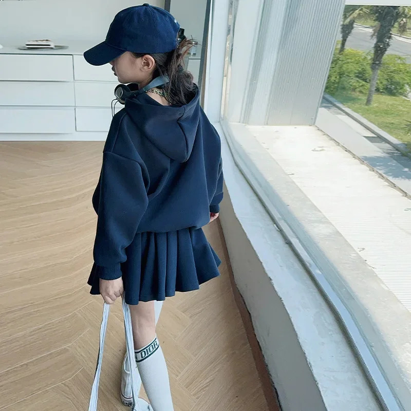 Girls Autumn clothes Set 2024 Fashion Korean Child College Style Hoodiepleated skirt 2pcs junior kids suit teen clothes outfits 240906