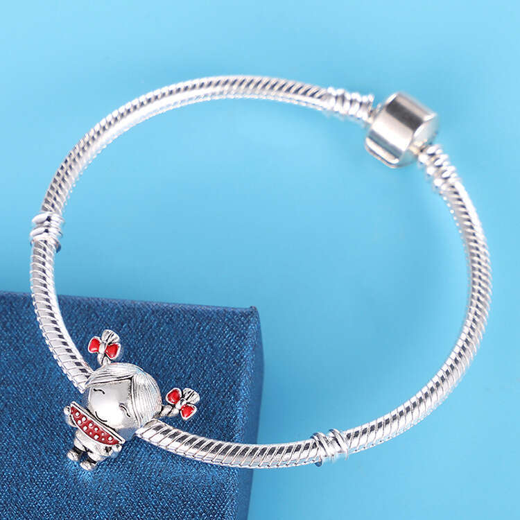 New 925 Sterling Silver Charm Eating Melon Little Girl Beads Fit Charms Silver 925 Original Bracelet DIY Jewelry Making For women Gifts