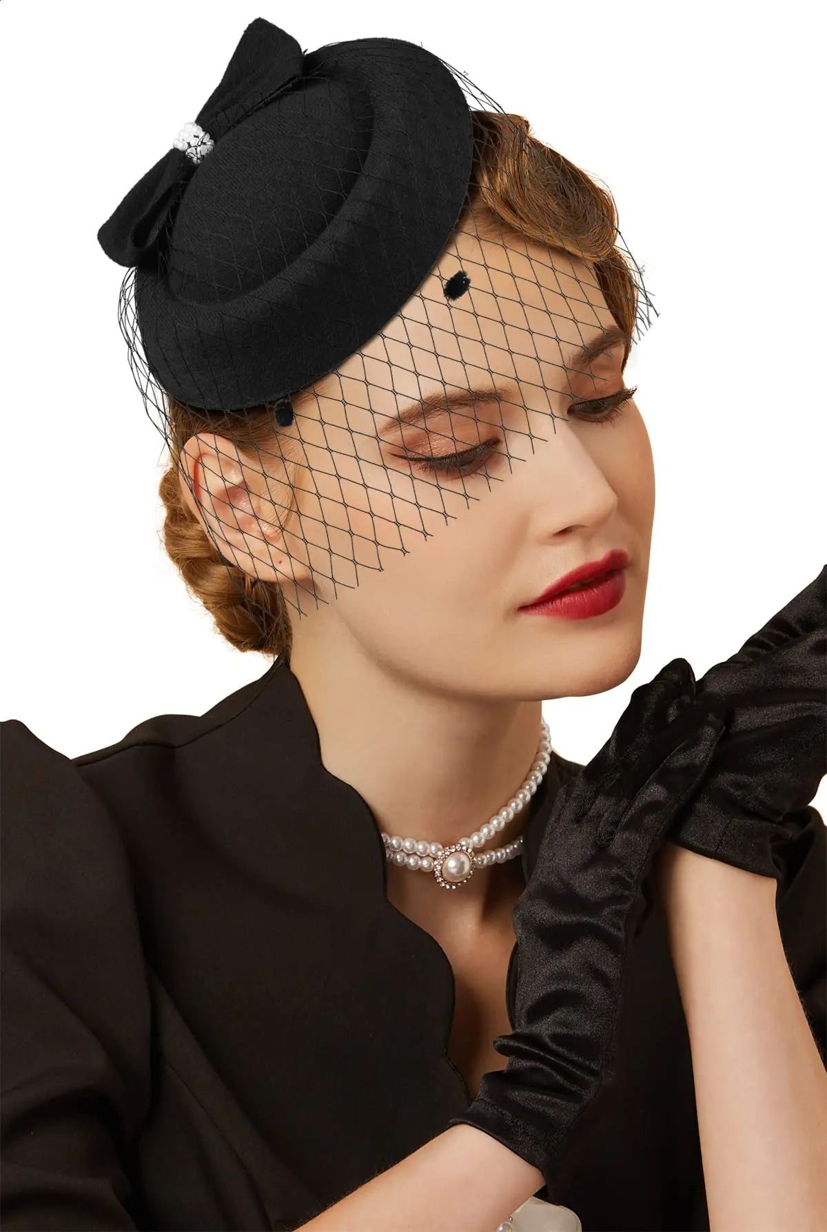 20s 50s Vintage Pillbox Hat Veil Fascinators Cocktail Tea Party Headwear Clip Fascinator for Women 240906