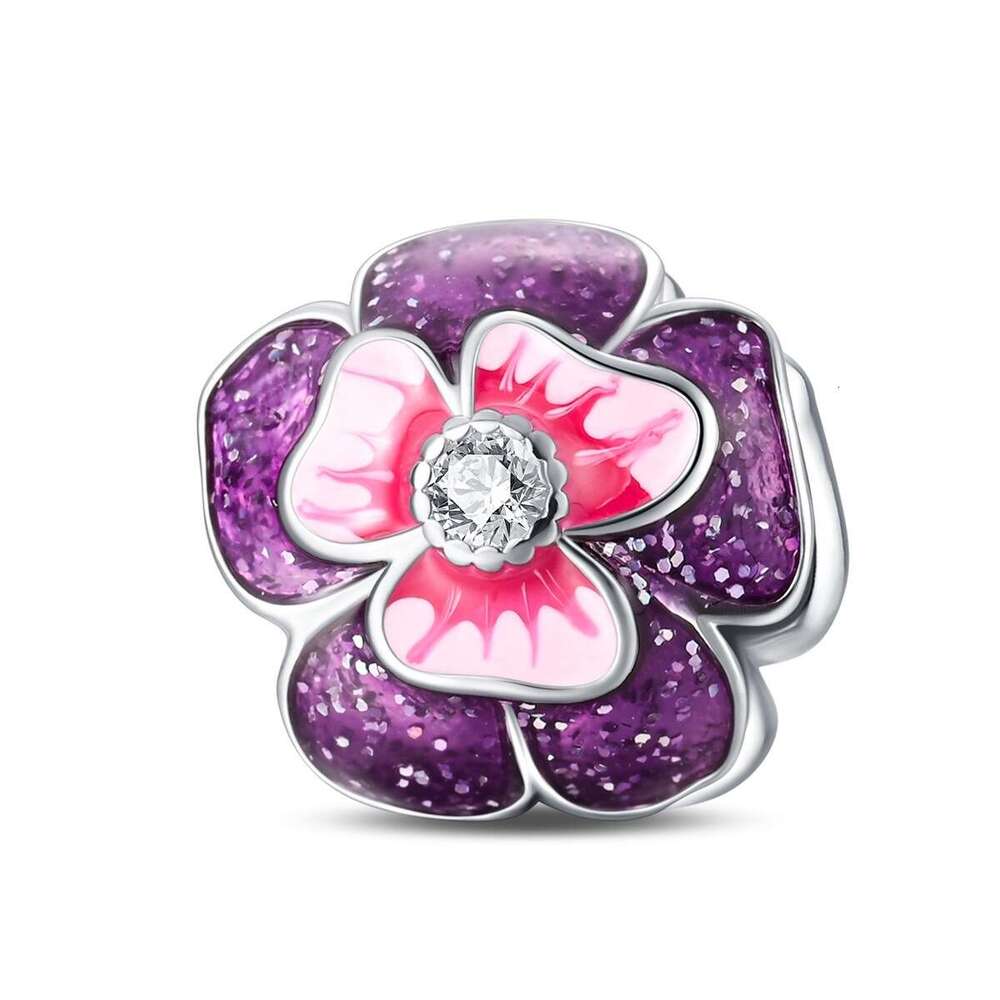 New 925 Sterling Silver Charm Romantic Colorful Small Flower Pendant Fit Charms Silver 925 Original Bracelet DIY Jewelry Making For women Gifts