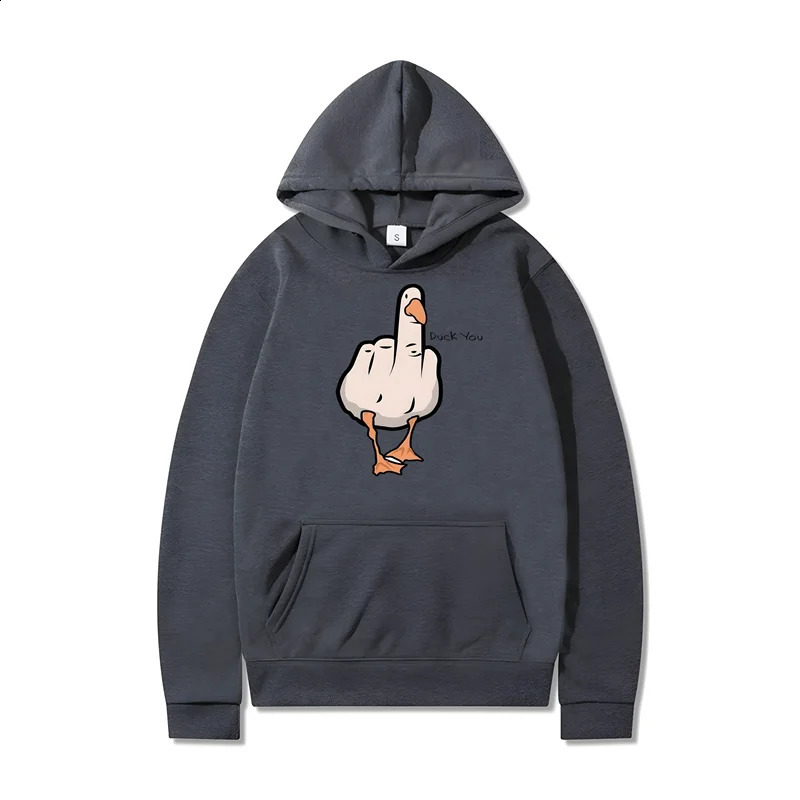 Fun Duck Print Cotton Hoodie Hip Hop Harajuku Y2K Sweatshirt Fashion Casual Loose Oversized Pullover Clothing For Men And Women 240910