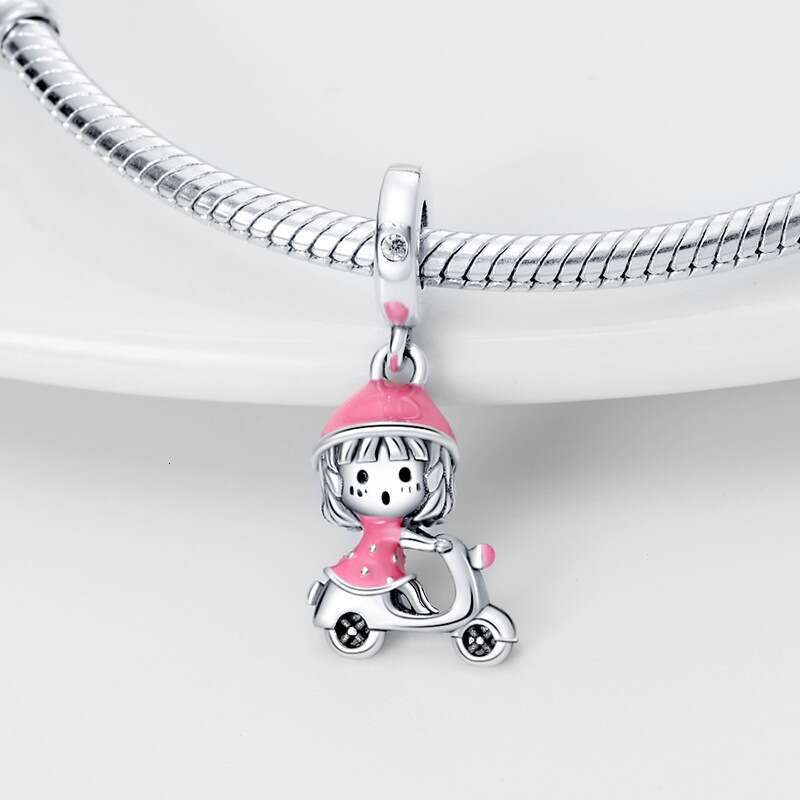 New 925 Sterling Silver Charm Motorcycle and Girl Pendant Accessories Fit Charms Silver 925 Original Bracelet DIY Jewelry Making For women Gifts