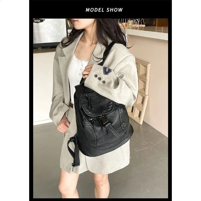 style tie All match Simple Backpack Korean Large Capacity Go Out Travel Backpack College Student Class Backpack 240912