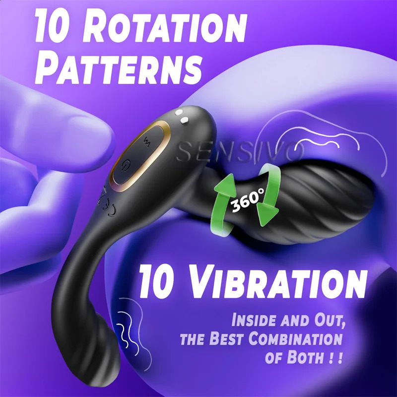 SENSIVO 360 Rotating Anal Plug Wireless Vibrator Hip Twisting Masturbator Male Prostate Massager Adult Couple Sex Toy 240914