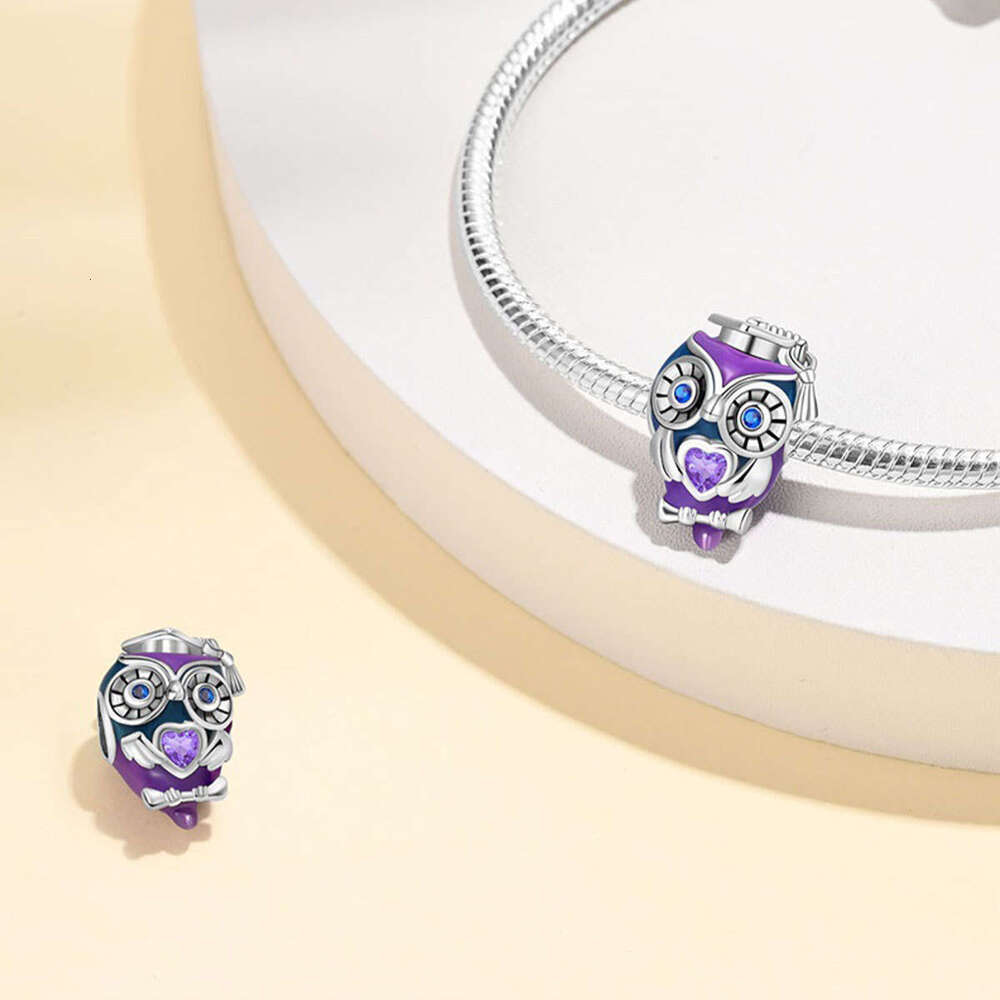 New 925 Sterling Silver Charm Graduation Season Series - Colorful Doctor Owl Beads Fit Charms Silver 925 Original Bracelet DIY Jewelry Making For wome