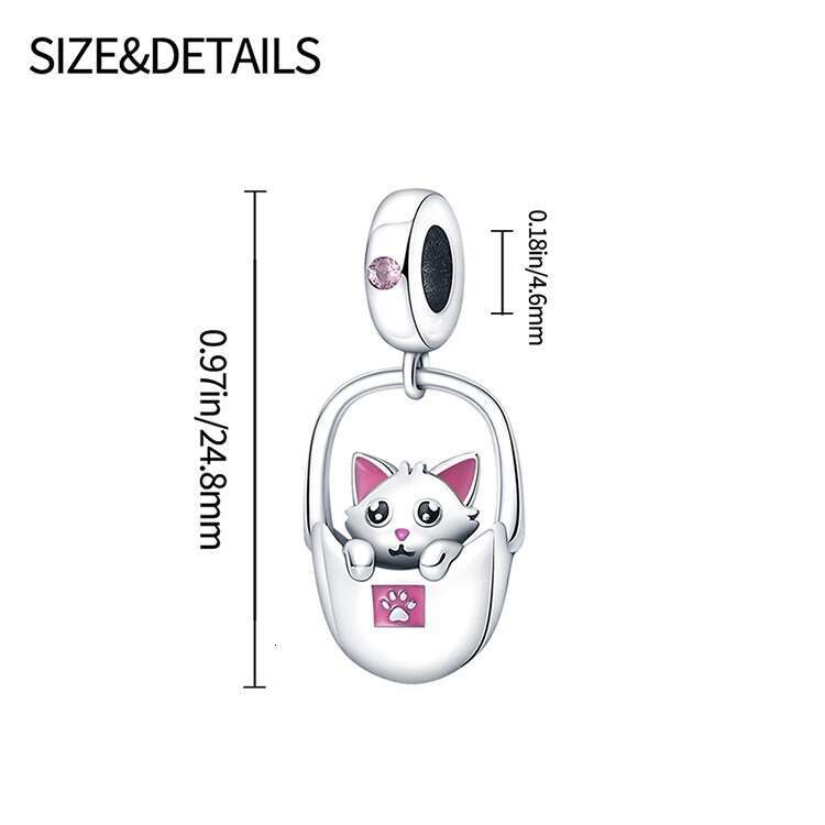 New 925 Sterling Silver Charm Cute kitten pendant Fit Charms Silver 925 Original Bracelet DIY Jewelry Making For women Gifts