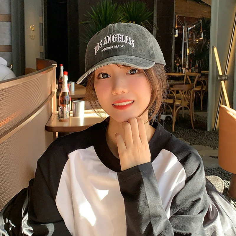 Retro Washed Cotton Baseball Cap Men Women Letter Embroidery Hip Hop Hat Unisex Adjustable Outdoor Sports Sunshade Caps 240906