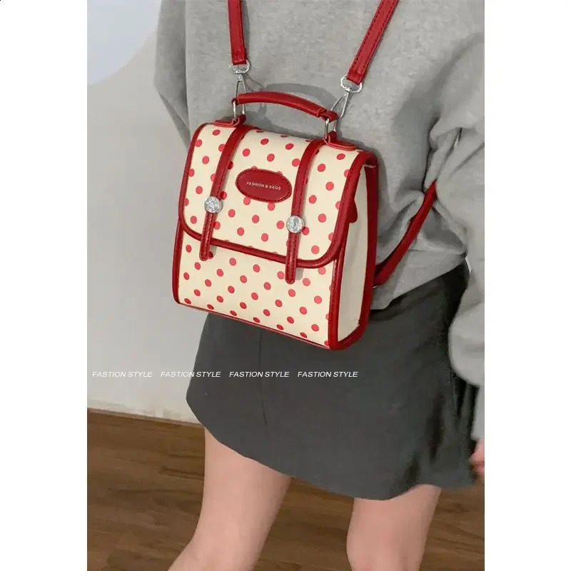 Autumn Fashion Contrast Color Dot Travel Knapsack Korean Preparatory Cute School Backpack Y2k Mochilas Para Mujer 240912