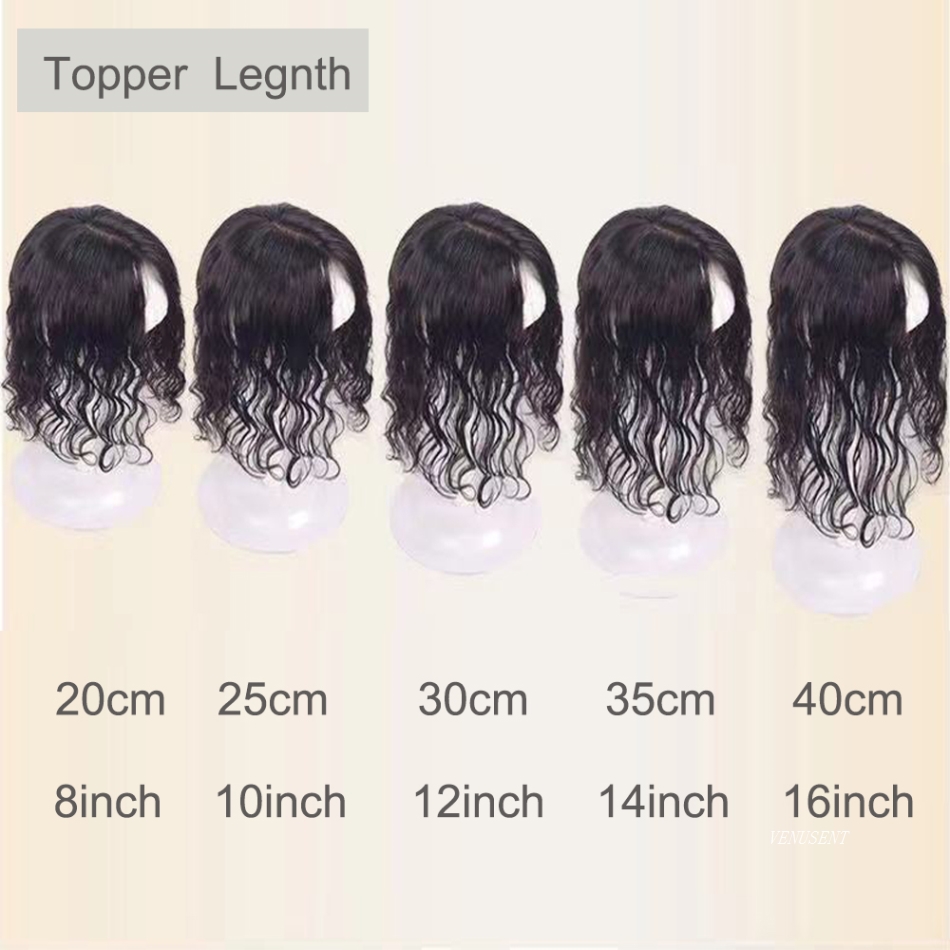 Silk Base Top Hairpiece Virgin Clip in Hair Topper Womens Human Hair Topper for Thinning Hair Natural Black Brown Wavy 18inch